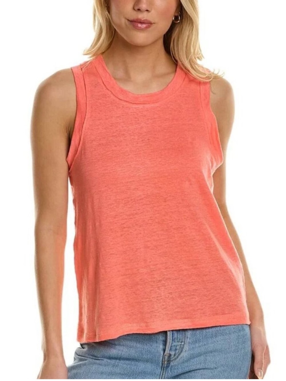 Chaser Linen Slub Knit Raw Edge Tank Top